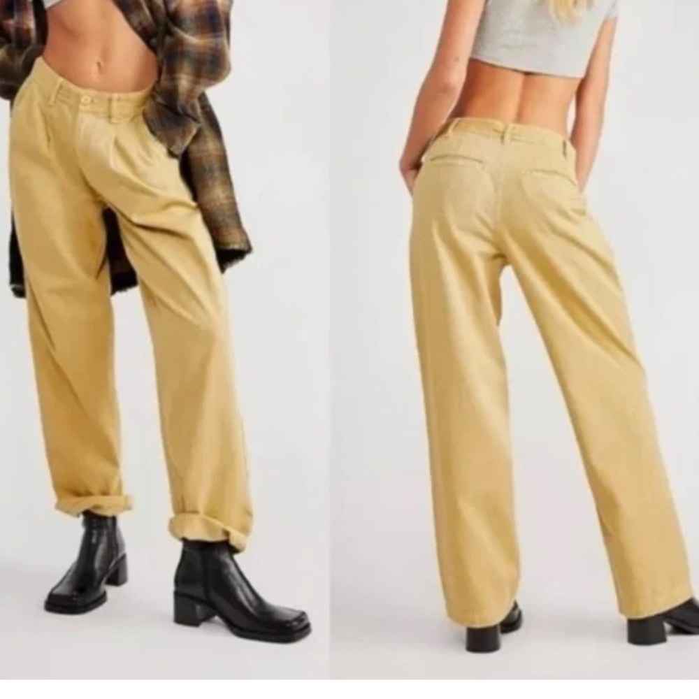Free People Cya Later Skate Slouchy Pleats Copper Yellow Trouser Chino‎ Pants